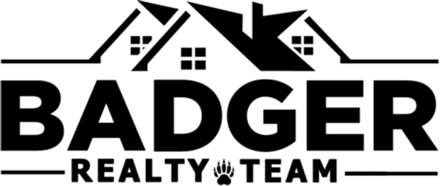 Badger Realty Team logo featuring stylized house rooftops above bold black text that reads “BADGER REALTY TEAM.”